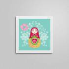 Quadro Quadrado Decorativo Matrioska 20x20cm Moldura:madeira