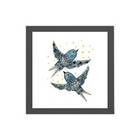 Quadro Quadrado Desenho Passarinhos 20x20cm Moldura:madeira B