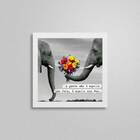 Quadro Quadrado Frase Elefante 20x20cm Moldura:madeira Branca