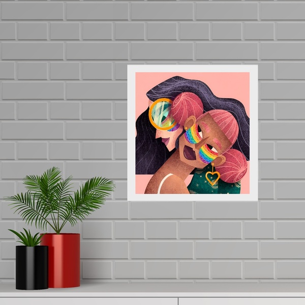 Quadro Quadrado Lgbt Lésbicas - 33x33cm - Com Vidro  Moldura
