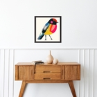 Quadro Quadrado Passarinho Colorido- 33x33cm - Com Vidro  Mol