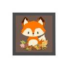 Quadro Quadrado Raposinha Infantil 20x20cm Moldura:madeira Pr