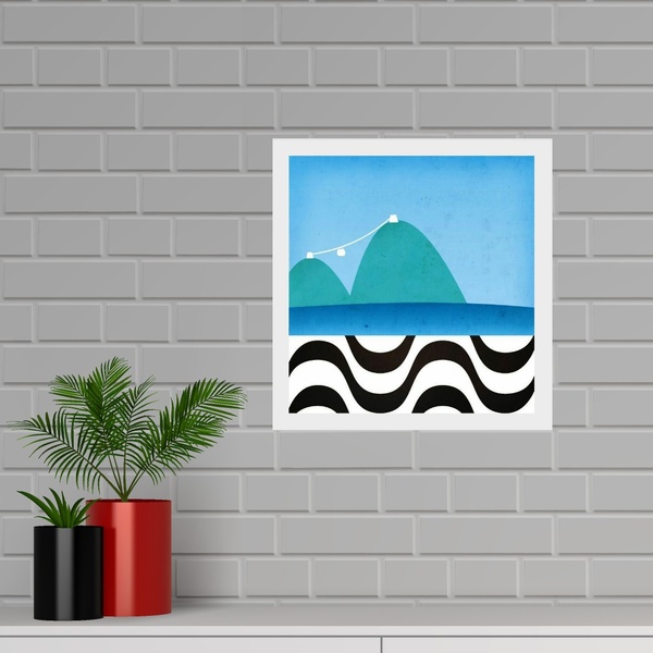 Quadro Quadrado Rio De Janeiro Corcovado- 33x33cm Moldura Bra