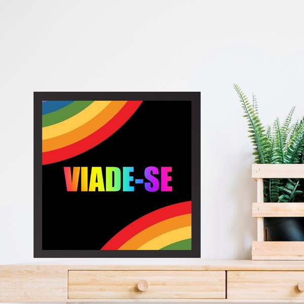 Quadro Quadrado Viade-se - 33x33cm - Com Vidro  Moldura Branca