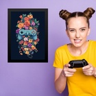 Quadro Quarto Adolescente Menina Gamer 45x34cm Moldura Branca