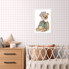 Quadro Quarto Bebê Ursinha Vintage 24x18cm - Com Vidro Moldur