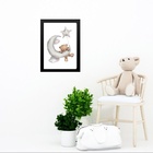 Quadro Quarto Bebê Ursinho Lua Estrela 24x18cm Moldura:madeir