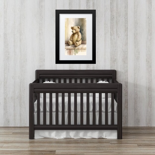 Quadro Quarto Infantil Aquarela Ursinho - 60x48cm Moldura Pre