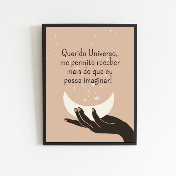 Quadro Querido Universo Me Permito Receber 33x24cm - Com Vidr