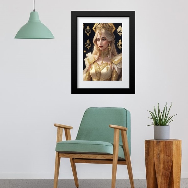 Quadro Rainha De Ouros - 60x48cm Moldura:madeira Branca