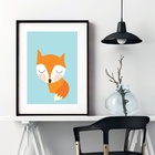 Quadro Raposa Baby - 60x48cm Moldura:madeira Preta