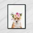 Quadro Raposinha Coroa De Flores 24x18cm - Com Vidro Moldura: