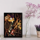 Quadro Raquetes Tênis Vintage 24x18cm Moldura:madeira Preta