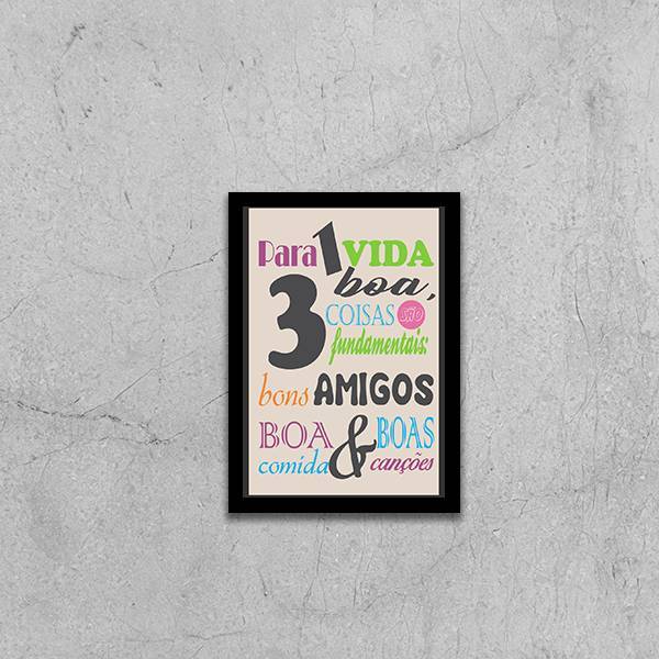 Quadro Receita Para Uma Vida Boa 24x18cm Moldura:madeira Preta