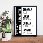 Quadro Regras Da Lavanderia Humor 33x24cm - Com Vidro Moldura