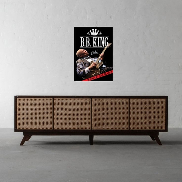 Quadro Rei Do Blues- Bb King 45x34cm Moldura:madeira Branca