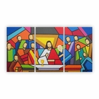 Quadro Religião Santa Ceia Moderna Colorida Canvas 125x65cm