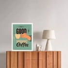 Quadro Retrô Café - Good Morning 45x34cm - Com Vidro Moldura: