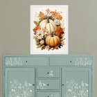 Quadro Retrô Cozinha - Abóbora Flores 33x24cm Moldura Preta