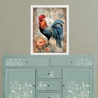Quadro Retrô Cozinha - Galo Country 24x18cm Moldura Branca