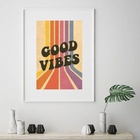 Quadro Retrô Good Vibes - 60x48cm Moldura Branca