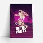 Quadro Retro Party Astronauta Prancha Surf Canvas 60x40cm