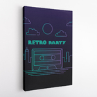 Quadro Retro Party Neon Fita Cassete Cidade Canvas 60x40cm