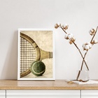Quadro Retrô Tênis - Raquete E Bola 24x18cm - Com Vidro Moldu
