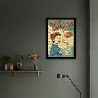 Quadro Retrô Woman Power 45x34cm - Com Vidro Moldura:madeira