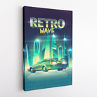 Quadro Retrowave Carro Cidade Verde Canvas 60x40cm