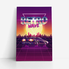 Quadro Retrowave Carro Sol Cidade Retro Canvas 60x40cm