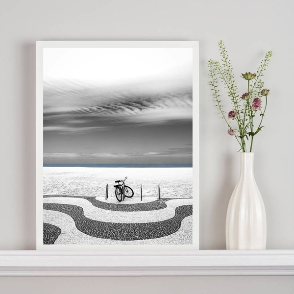 Quadro Rio De Janeiro Bicicleta Em Copacabana 24x18cm - Com V