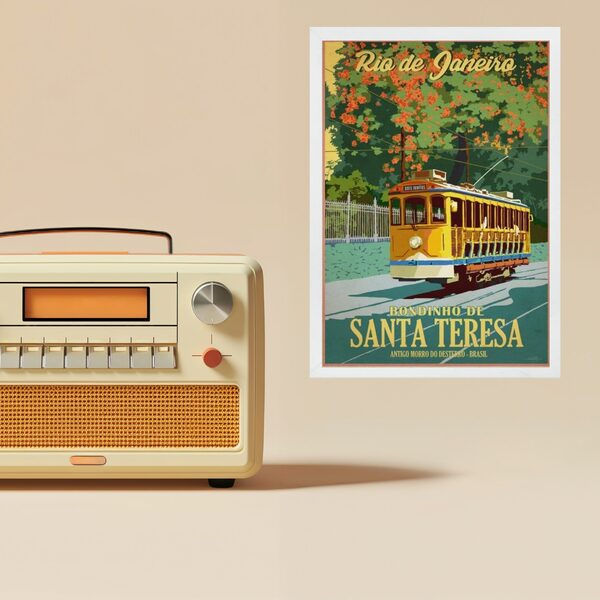 Quadro Rio De Janeiro - Bondinho Santa Tereza 33x24cm - Com V