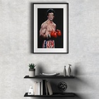 Quadro Rocky Balboa Boxe - 60x48cm Moldura:madeira Branca