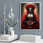 Quadro Rosa Caveira - Pombagira Umbanda 45x34cm - Com Vidro M