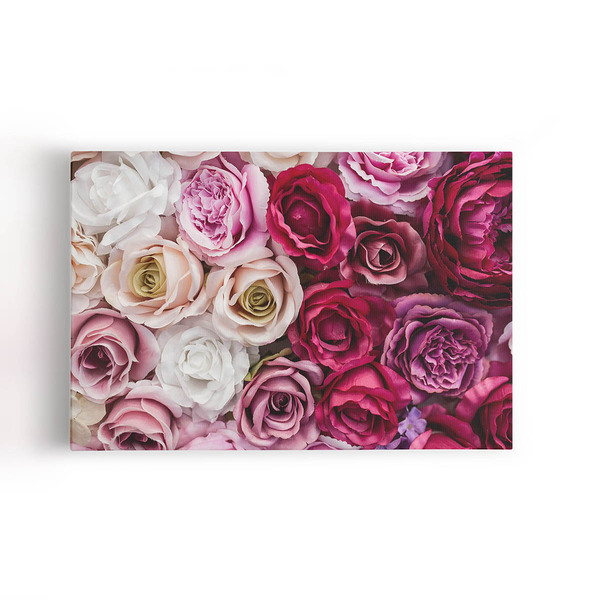 Quadro Rosas Coloridas Degradê De Flores Canvas 60x40cm