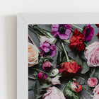 Quadro Rosas E Flores Coloridas Moldura Branca 60x40cm