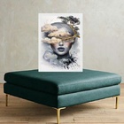 Quadro Rosto De Mulher Com Paisagem 24x18cm Moldura Branca