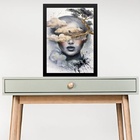 Quadro Rosto De Mulher Com Paisagem 33x24cm Moldura Branca