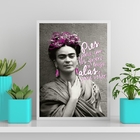 Quadro Roxo E Preto Frida Kahlo 33x24cm Moldura:madeira Branca