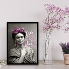 Quadro Roxo E Preto Frida Kahlo 45x34cm - Com Vidro Moldura:m