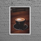 Quadro Rústico Xícara Com Café Coração 33x24cm - Com Vidro Mo