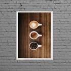 Quadro Rústico Xícaras Com Café 24x18cm - Com Vidro Moldura:m