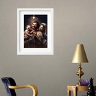 Quadro Sagrada Família Feliz - 60x48cm Moldura:madeira Branca