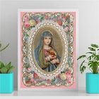 Quadro Sagrado Coração De Maria Floral Vintage 33x24cm - Com