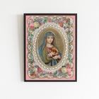 Quadro Sagrado Coração De Maria Floral Vintage 33x24cm - Com