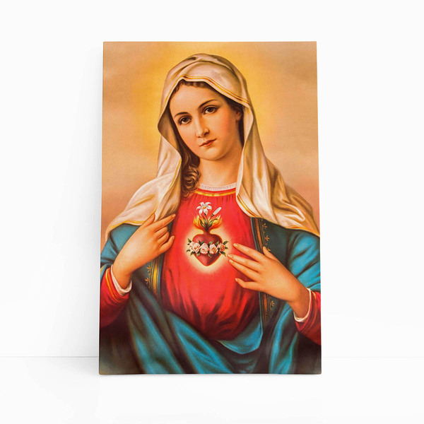Quadro Sagrado Coração De Maria Imaculadada Canvas 100x70cm