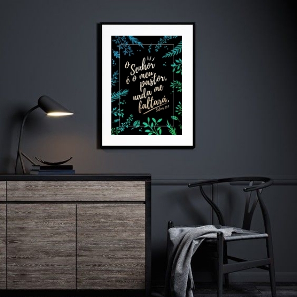 Quadro Salmo 23 – O Senhor É Meu Pastor - 60x48cm Moldura:mad