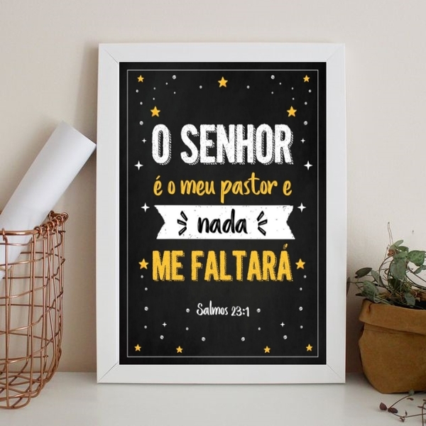 Quadro Salmo O Senhor É O Meu pastor 24x18cm Moldura:madeira