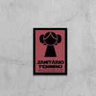 Quadro Sanitário Feminino 24x18cm Moldura:madeira Branca